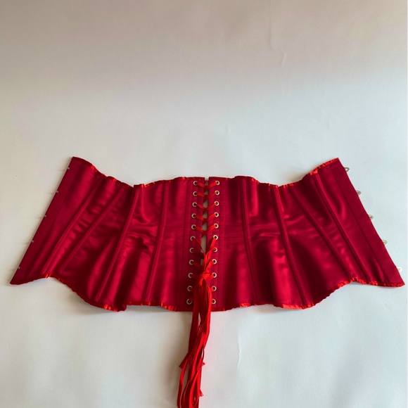 North Bound Leather Women’s Satin Red Underbust Cincher / Corset - Picture 4 of 13